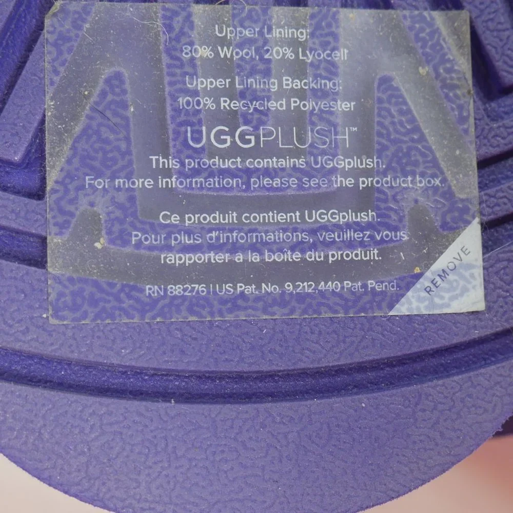 New UGG® Plush Disco Marble Fur Platform Slides Violet Night Womens Size 10